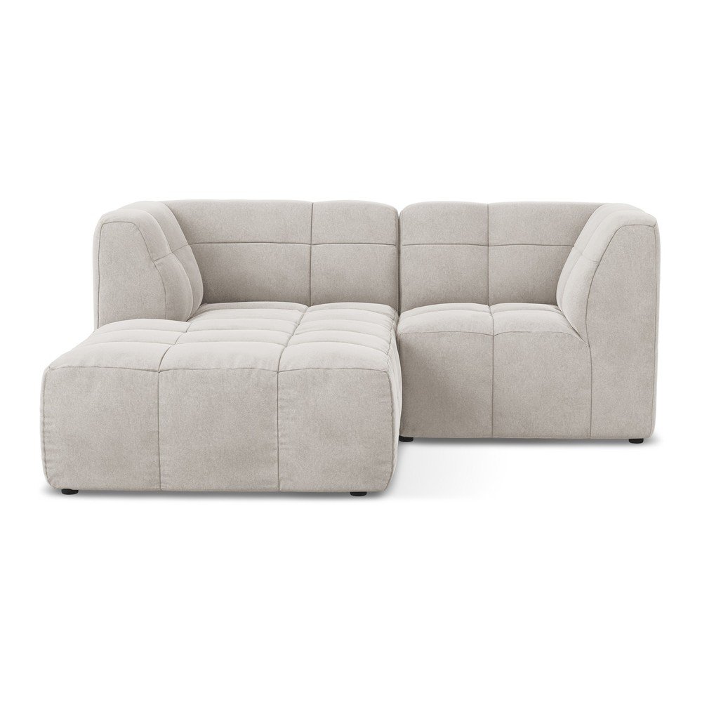 Bézs bársony sarokkanapé (bal oldali-heverő résszel) Aloha – Makamii