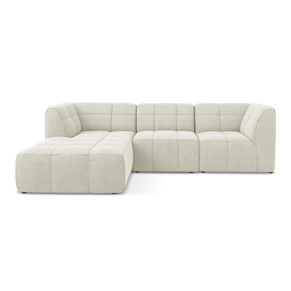 Bézs buklé sarokkanapé (bal oldali-heverő résszel) Aloha – Makamii