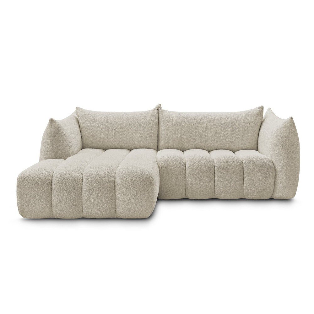 Bézs buklé sarokkanapé (bal oldali-heverő résszel) Azra – Bobochic Paris