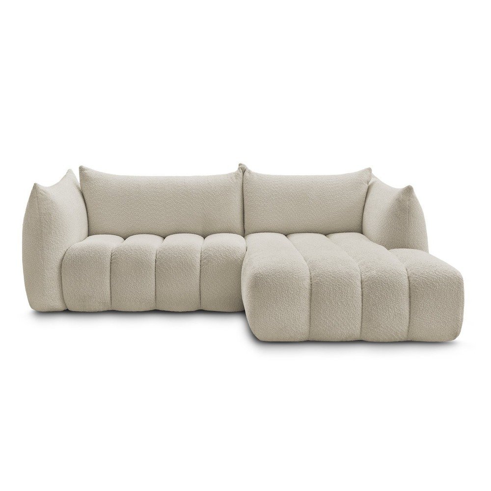 Bézs buklé sarokkanapé (jobb oldali-heverő résszel) Azra – Bobochic Paris