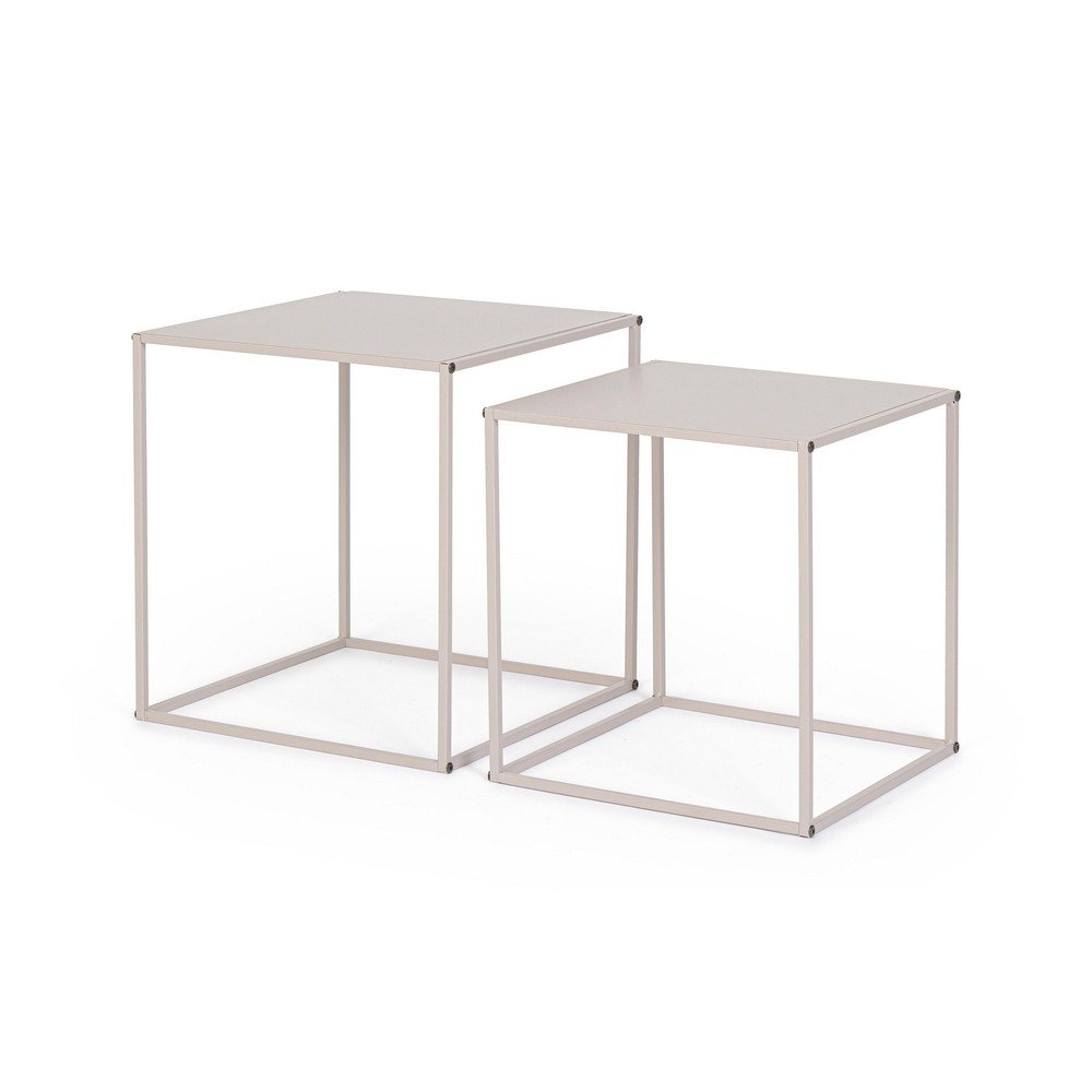 Bézs fém dohányzóasztal szett 2 db-os 38x38 cm Alrik – Yes Everyday