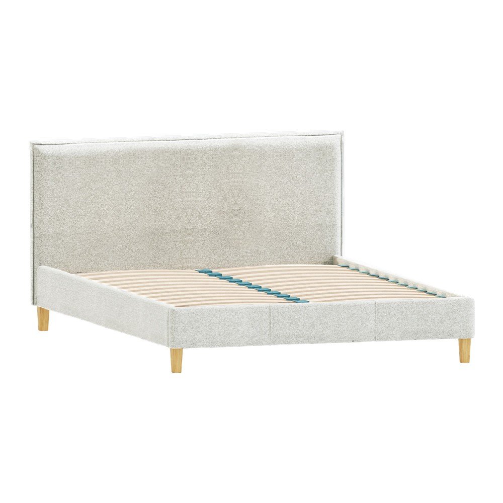 Bézs kárpitozott franciaágy ágyráccsal 180x200 cm Tina – Ropez