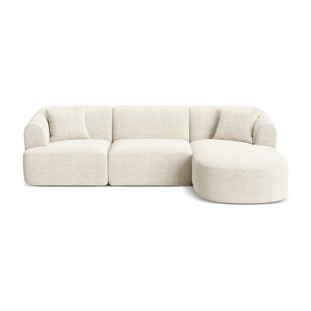 Bézs kordbársony sarokkanapé (jobb oldali-heverő résszel) Campi – Cosmopolitan Design