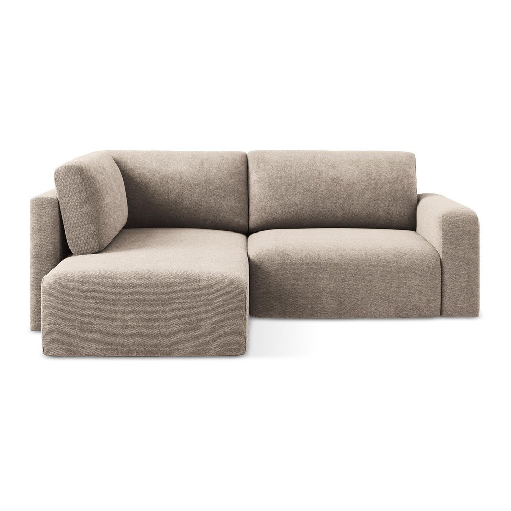 Bézs zsenília kinyitható-tárolóhelyes sarokkanapé (bal oldali-L alakú) Kona – Makamii