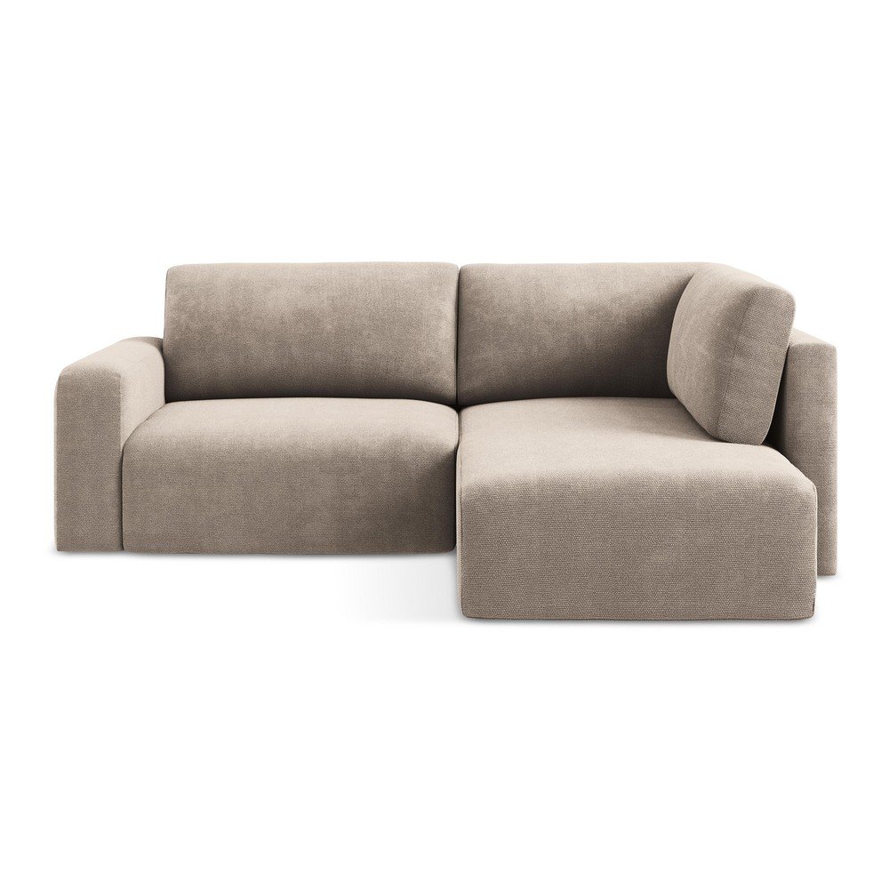 Bézs zsenília kinyitható-tárolóhelyes sarokkanapé (jobb oldali-L alakú) Kona – Makamii