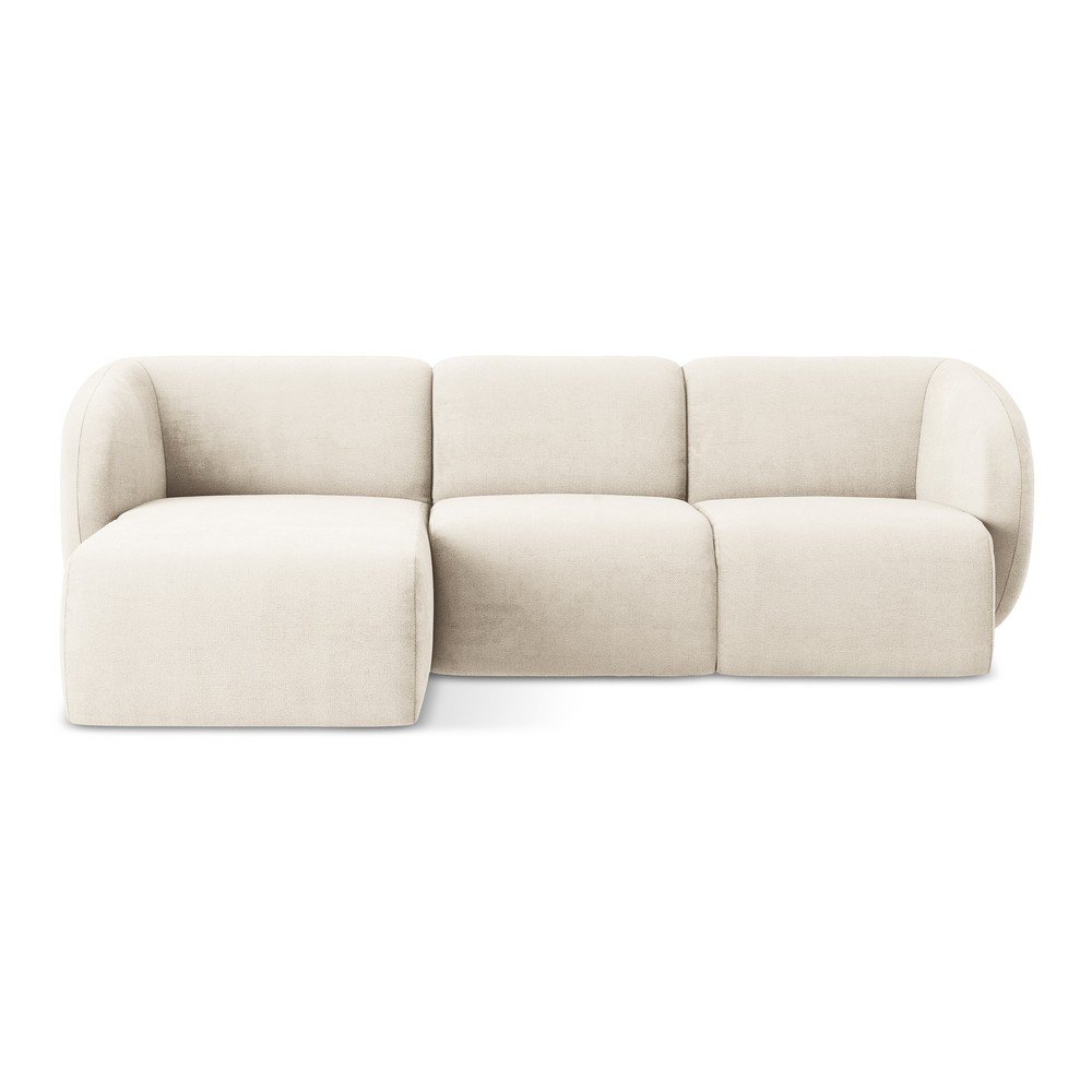 Bézs zsenília sarokkanapé (bal oldali-heverő résszel) Lani – Makamii