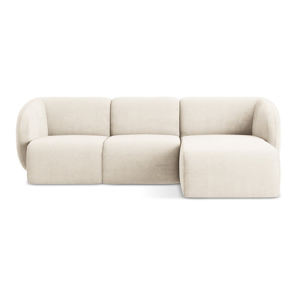 Bézs zsenília sarokkanapé (jobb oldali-heverő résszel) Lani – Makamii