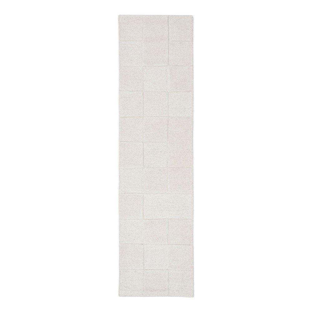 Elefántcsont színű kézi szövésű gyapjú futószőnyeg 60x230 cm Checkerboard – Flair Rugs