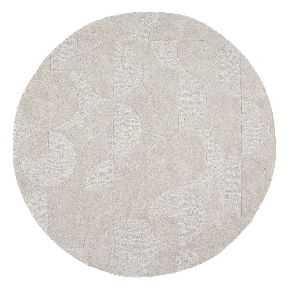 Elefántcsont színű kézi szövésű gyapjú kerek szőnyeg ø 160 cm Gigi – Flair Rugs