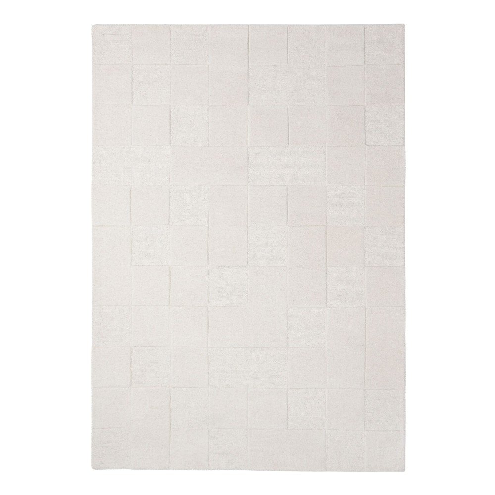 Elefántcsont színű kézi szövésű gyapjú szőnyeg 200x290 cm Checkerboard – Flair Rugs