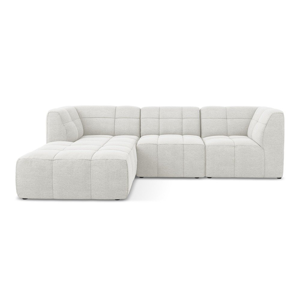 Fehér buklé sarokkanapé (bal oldali-heverő résszel) Aloha – Makamii