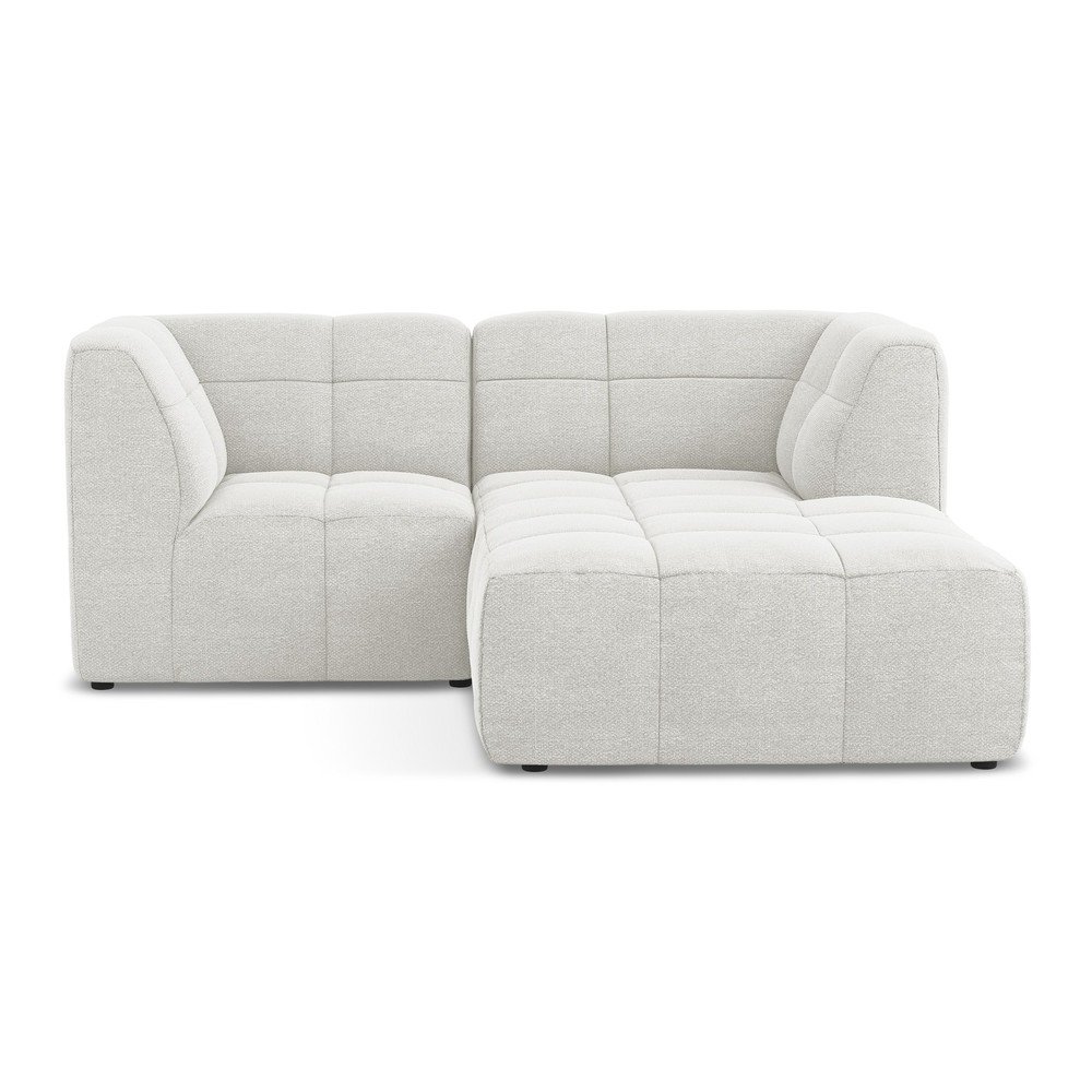 Fehér buklé sarokkanapé (jobb oldali-heverő résszel) Aloha – Makamii