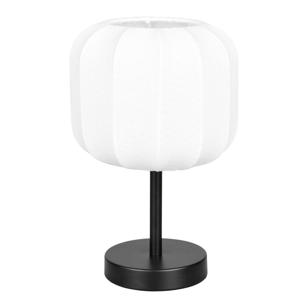 Fehér-matt fekete fém asztali lámpa textil búrával (magasság 30 cm) Madleine – Reality