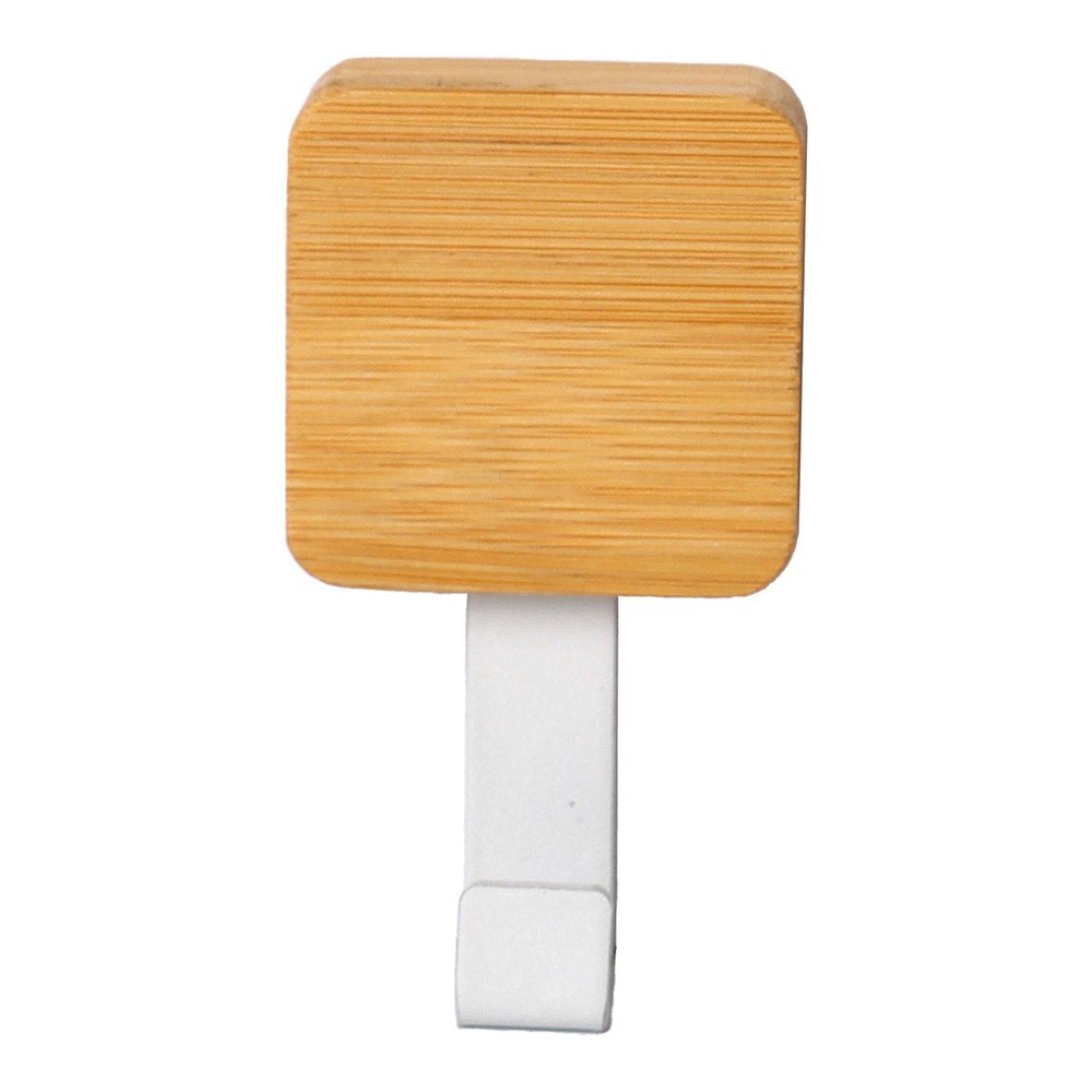 Fehér-natúr színű öntapadós bambusz akasztó Fixeo – douceur d'intérieur