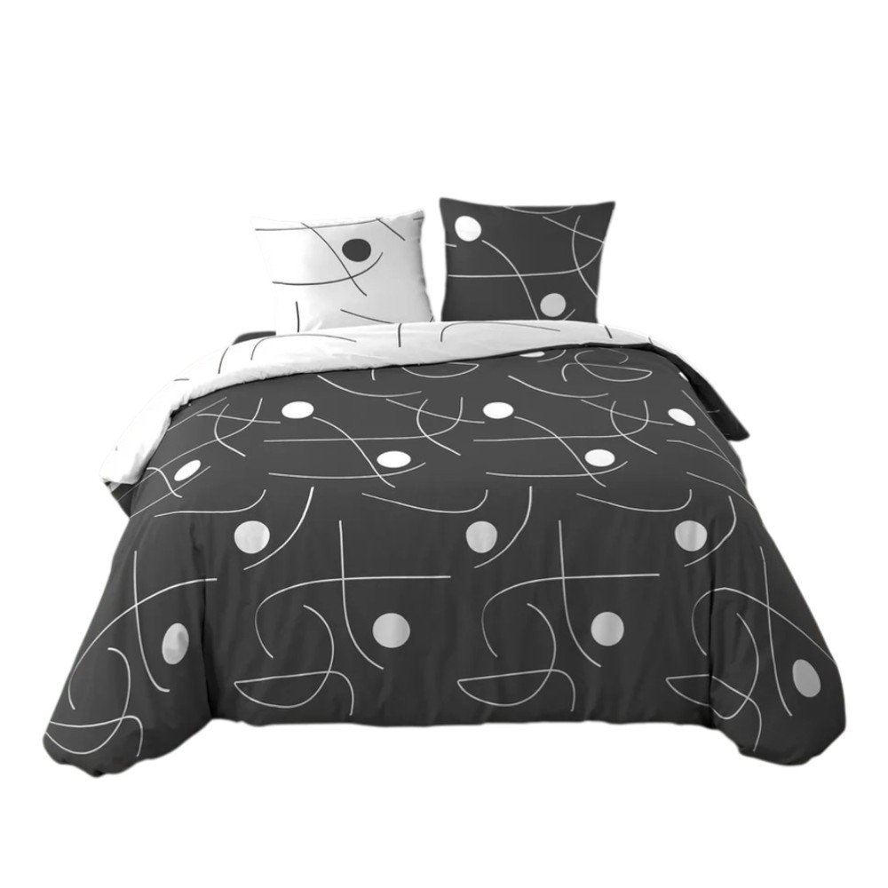 Fehér-sötétszürke kétszemélyes-hosszabbított háromrészes mikroszálas ágyneműhuzat 240x220 cm Sonate – douceur d'intérieur