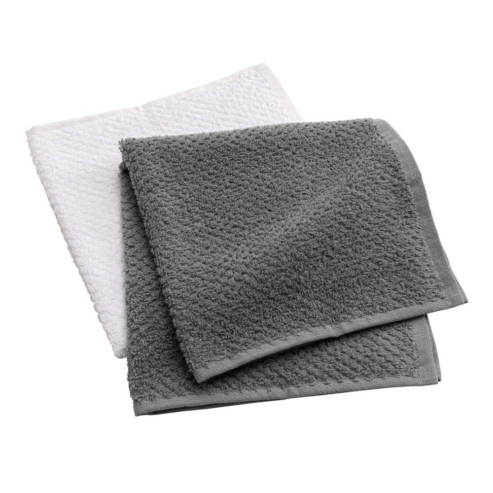 Fehér-szürke frottír pamut törölköző szett 2 db-os 50x50 cm Gourmet – douceur d'intérieur