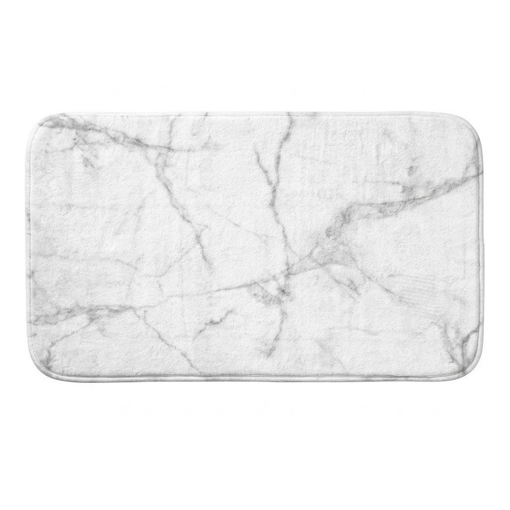 Fehér-szürke textil fürdőszobai kilépő 45x75 cm Marbre – douceur d'intérieur