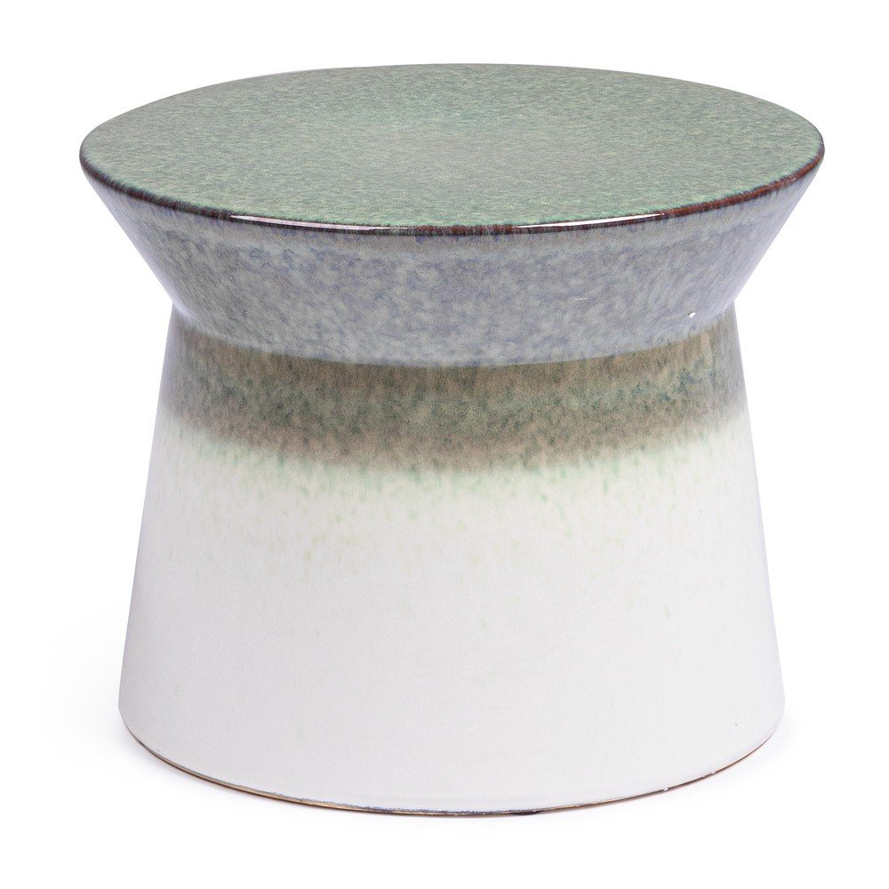 Fehér-zöld kerámia kerek dohányzóasztal ø 37