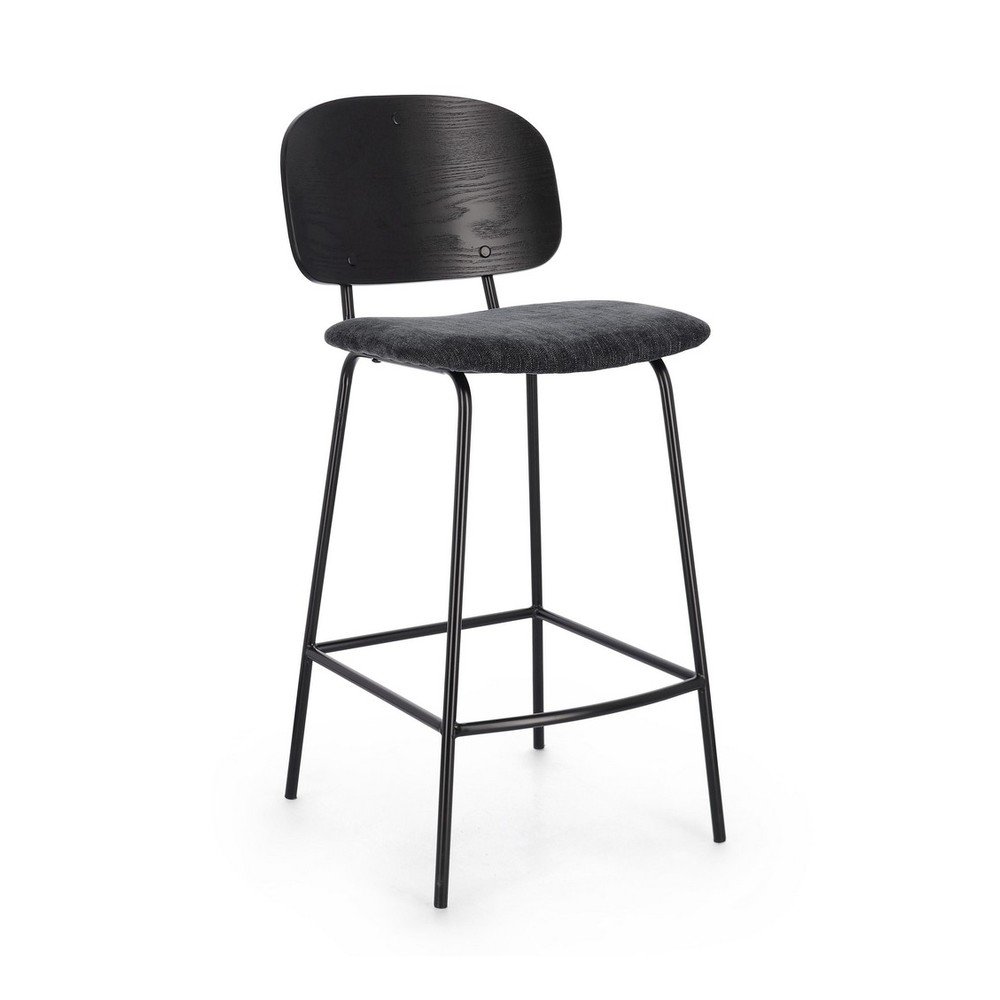 Fekete-antracitszürke kárpitozott bárszék (ülésmagasság 67