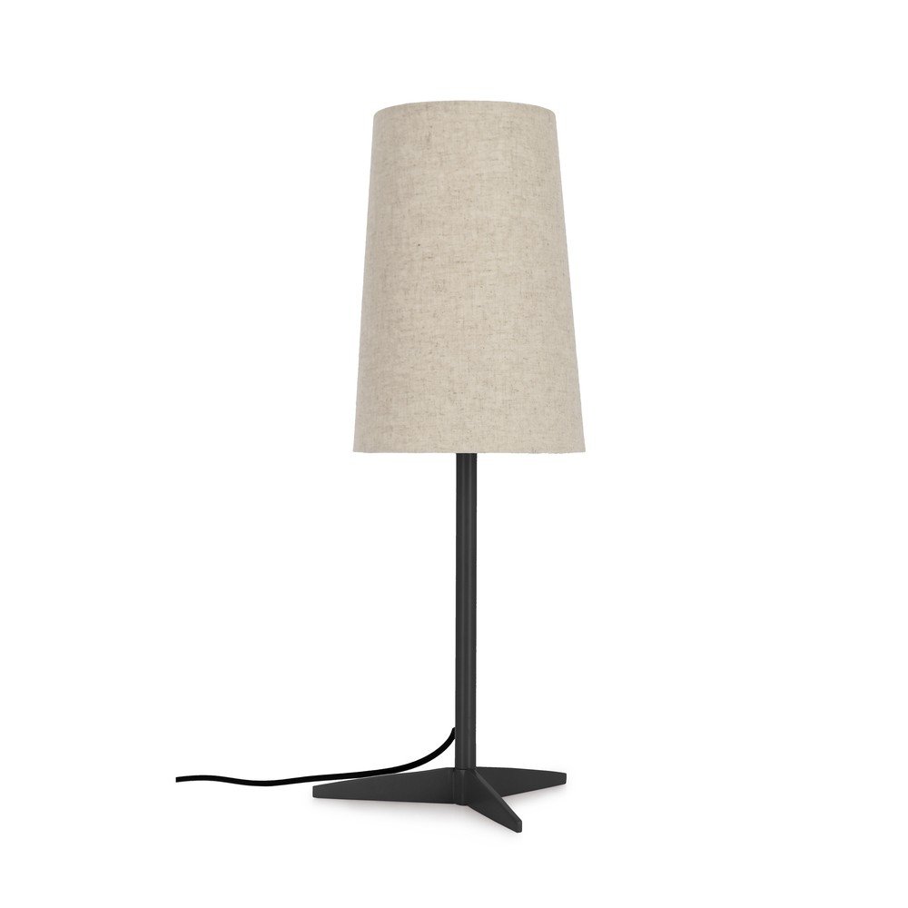 Fekete-bézs fém asztali lámpa textil búrával (magasság 60 cm) Assam – Bizzotto