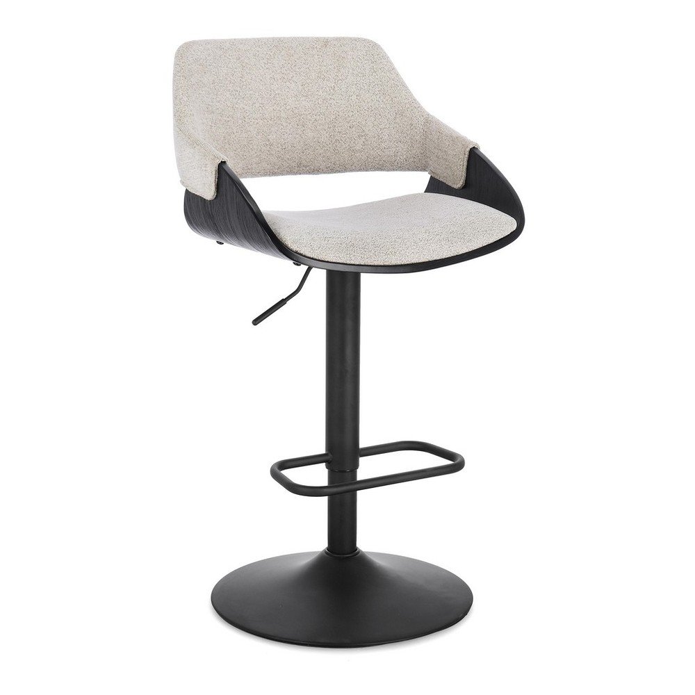 Fekete-bézs kárpitozott állítható magasságú bárszék (ülésmagasság 83 cm) Roxanne – Bizzotto