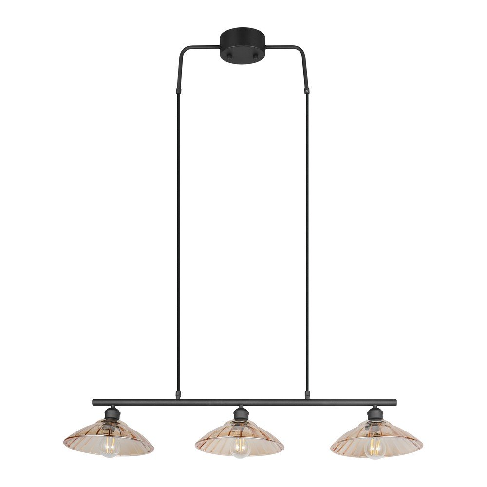 Fekete-borostyán színű fém függőlámpa üveg búrával Eluna – Reality