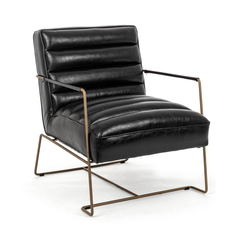 Fekete bőrutánzat fotel Brianna – Bizzotto