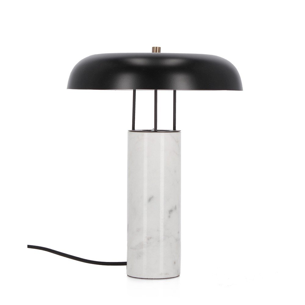 Fekete-fehér márvány asztali lámpa fém búrával (magasság 33 cm) Kaithal – Bizzotto