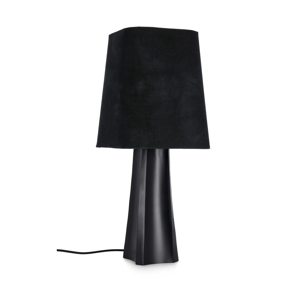 Fekete fém asztali lámpa textil búrával (magasság 61 cm) Tripura – Bizzotto