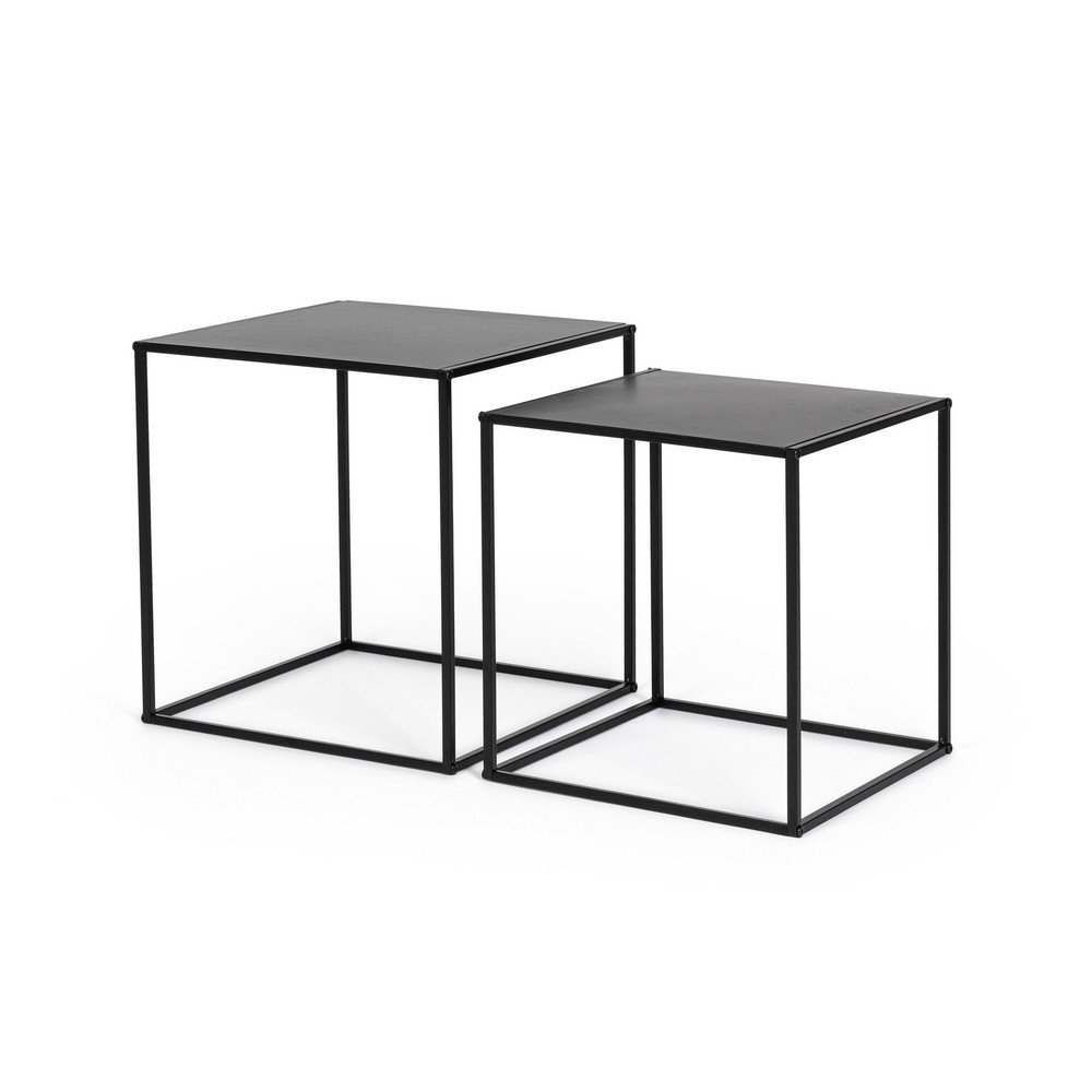 Fekete fém dohányzóasztal szett 2 db-os 38x38 cm Alrik – Yes Everyday