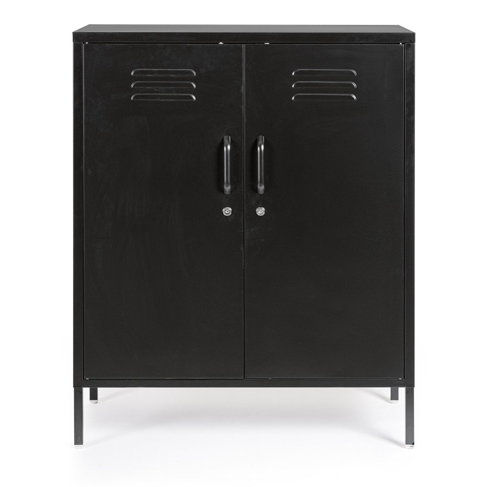 Fekete fém zárható szekrény 80x101