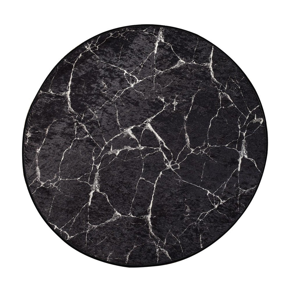 Fekete fürdőszobai kilépő ø 100 cm Marble – Foutastic
