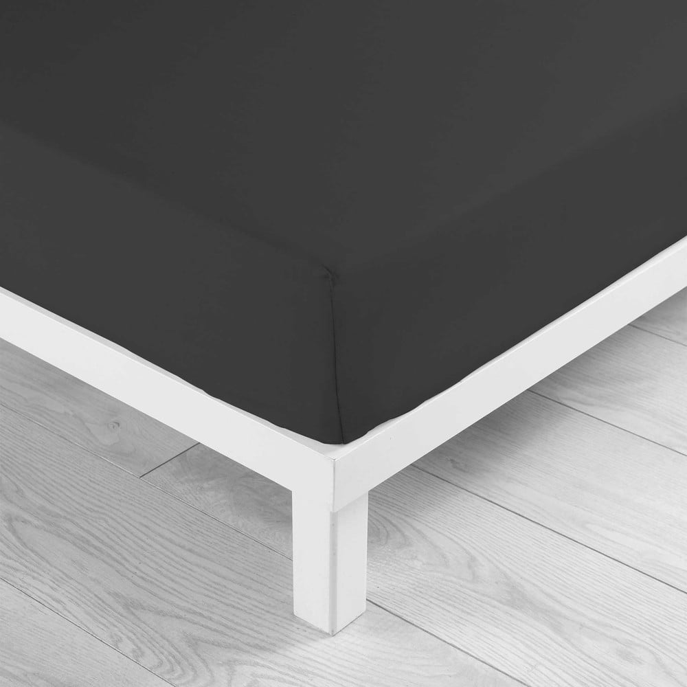 Fekete gumis pamut lepedő 160x200 cm Lina – douceur d'intérieur