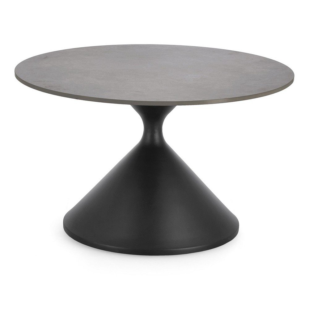 Fekete kerek dohányzóasztal márvány dekoros asztallappal ø 70 cm Joona – Bizzotto