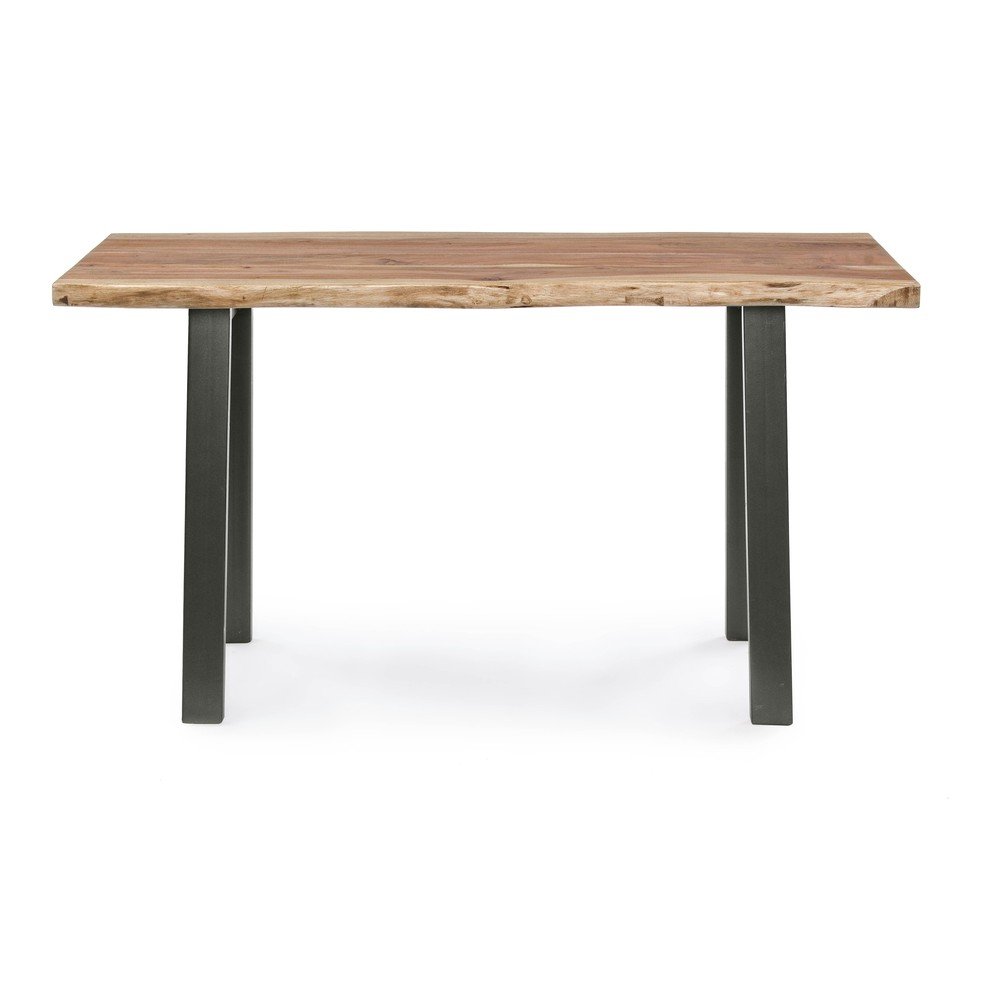 Fekete-natúr színű konzolasztal akácfa asztallappal 45x130 cm Aron – Bizzotto