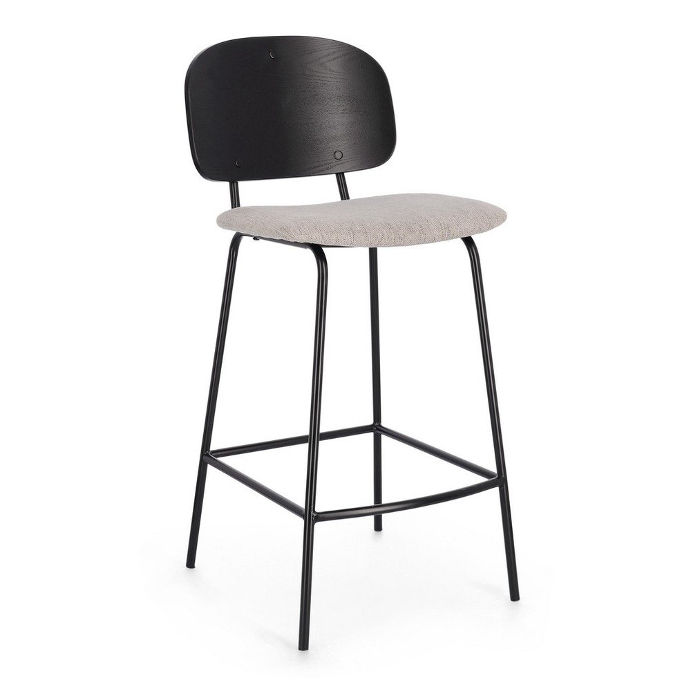 Fekete-szürkésbézs kárpitozott bárszék (ülésmagasság 67