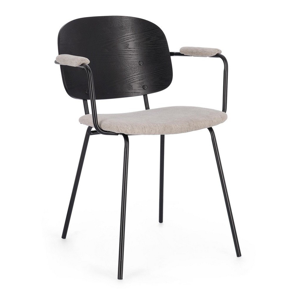 Fekete-szürkésbézs kárpitozott karfás étkezőszék Sienna – Bizzotto