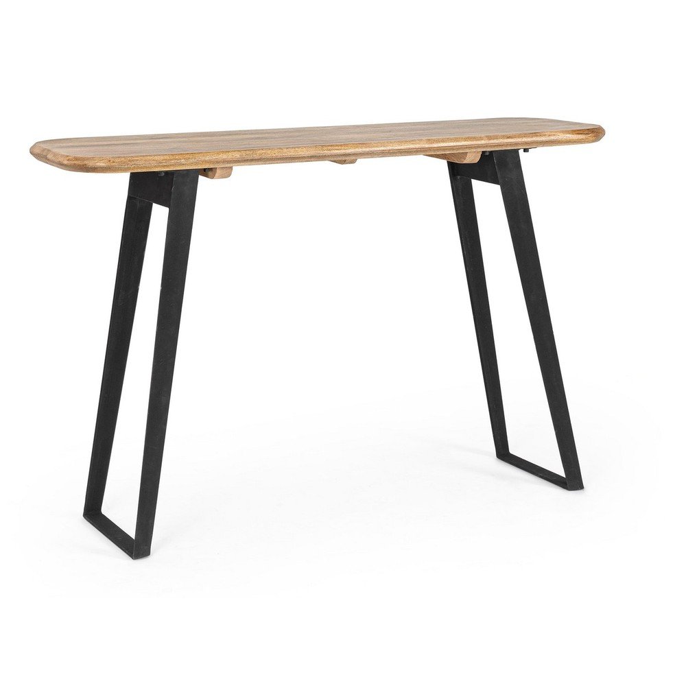 Fekete-világos natúr színű konzolasztal mangófa asztallappal 40x130 cm Nashik – Bizzotto