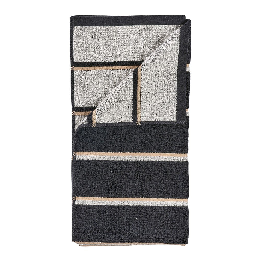 Fekete-világosszürke pamut fürdőlepedő 70x140 cm Sauna – Zone