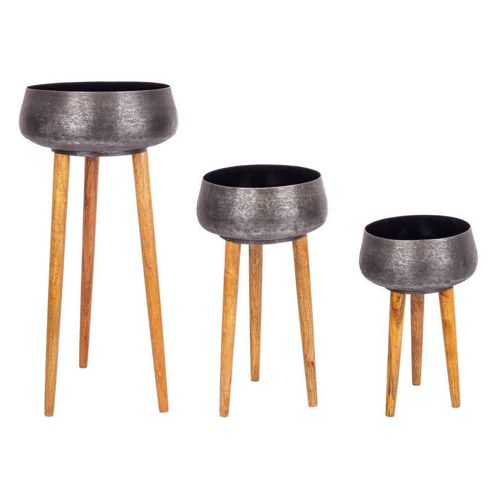 Fém kézzel készített kaspó szett 3 db-os ø 37