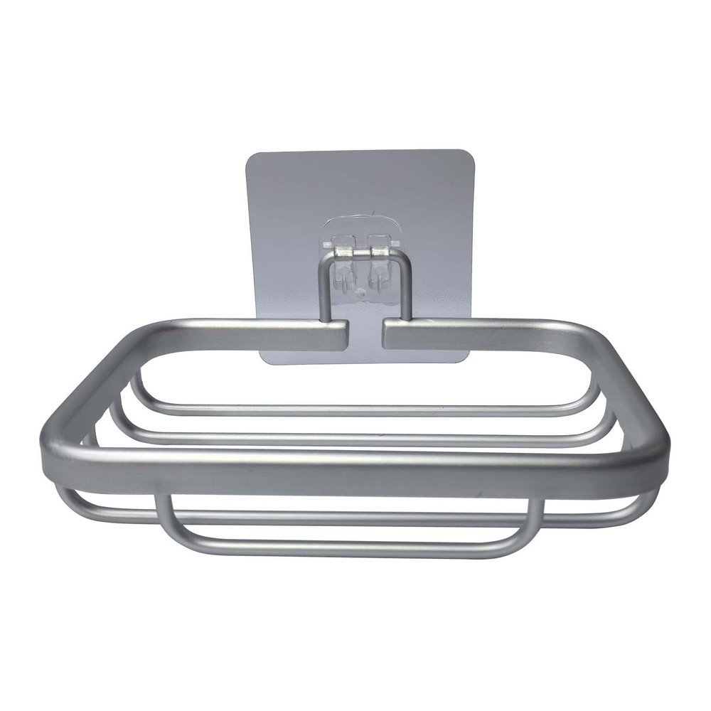 Fényes ezüstszínű öntapadós fém szappantartó Filaire Aluminium – douceur d'intérieur