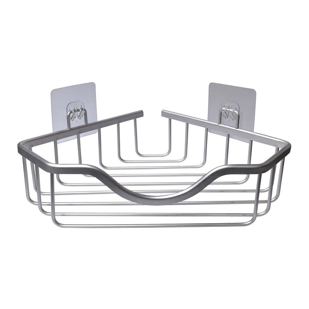 Fényes ezüstszínű öntapadós-sarok alumínium fürdőszobai polc Filaire Aluminium – douceur d'intérieur