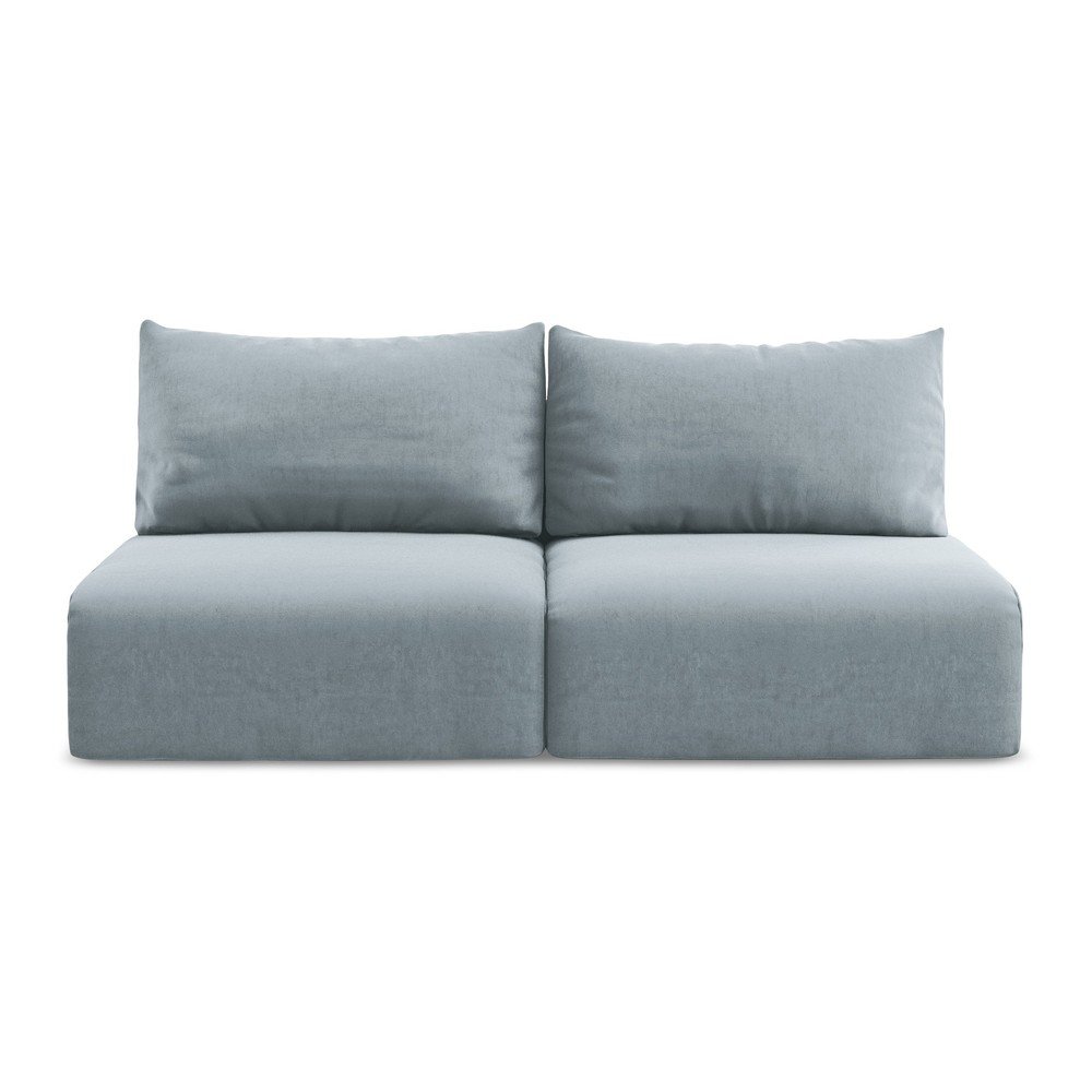 Kék bársony kinyitható-tárolóhelyes kanapé 216 cm Kalena – Makamii