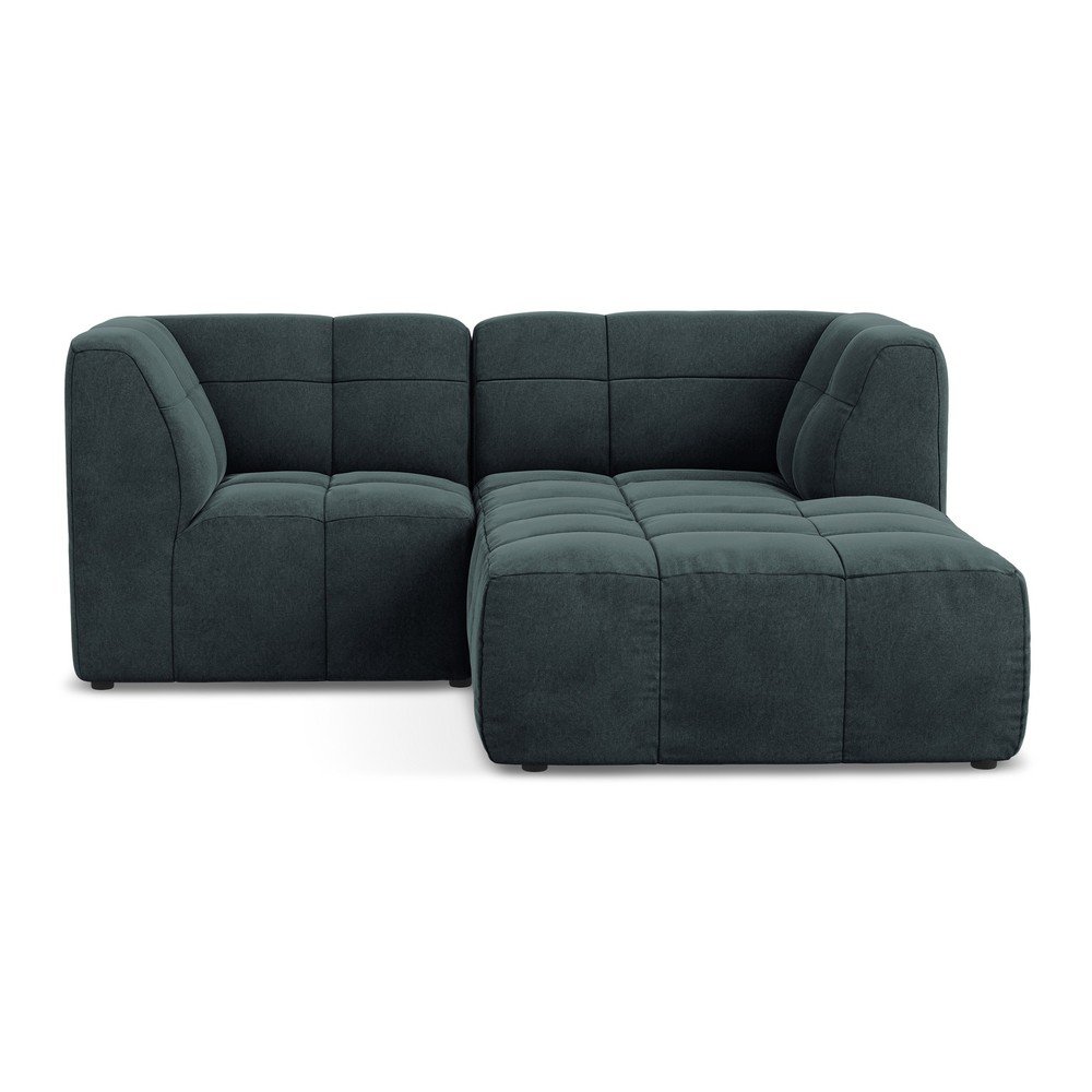 Kék bársony sarokkanapé (jobb oldali-heverő résszel) Aloha – Makamii