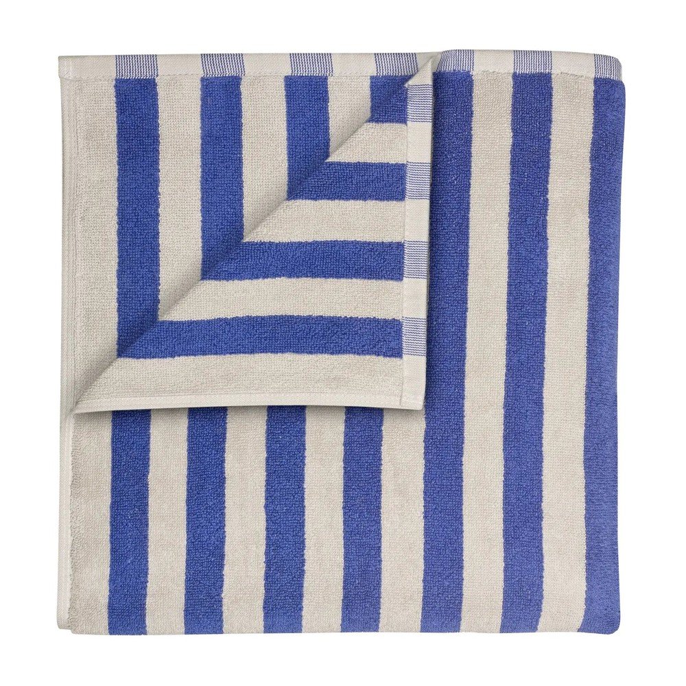 Kék-krémszínű frottír bio pamut fürdőlepedő 70x140 cm Arto – Blomus