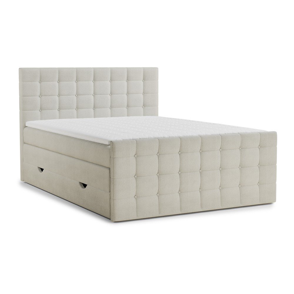 Krémszínű ágyneműtartós boxspring ágy 160x200 cm Tasca – Maison de Rêve