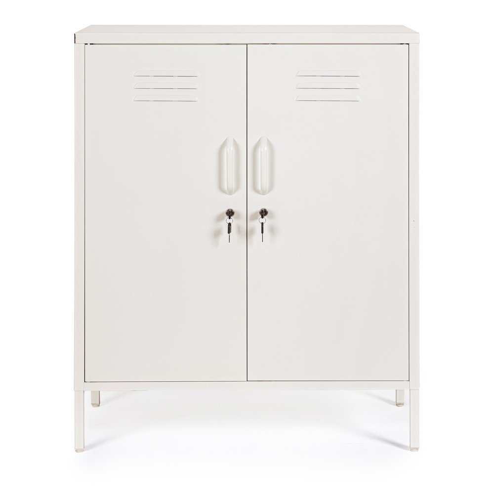 Krémszínű fém zárható szekrény 80x101