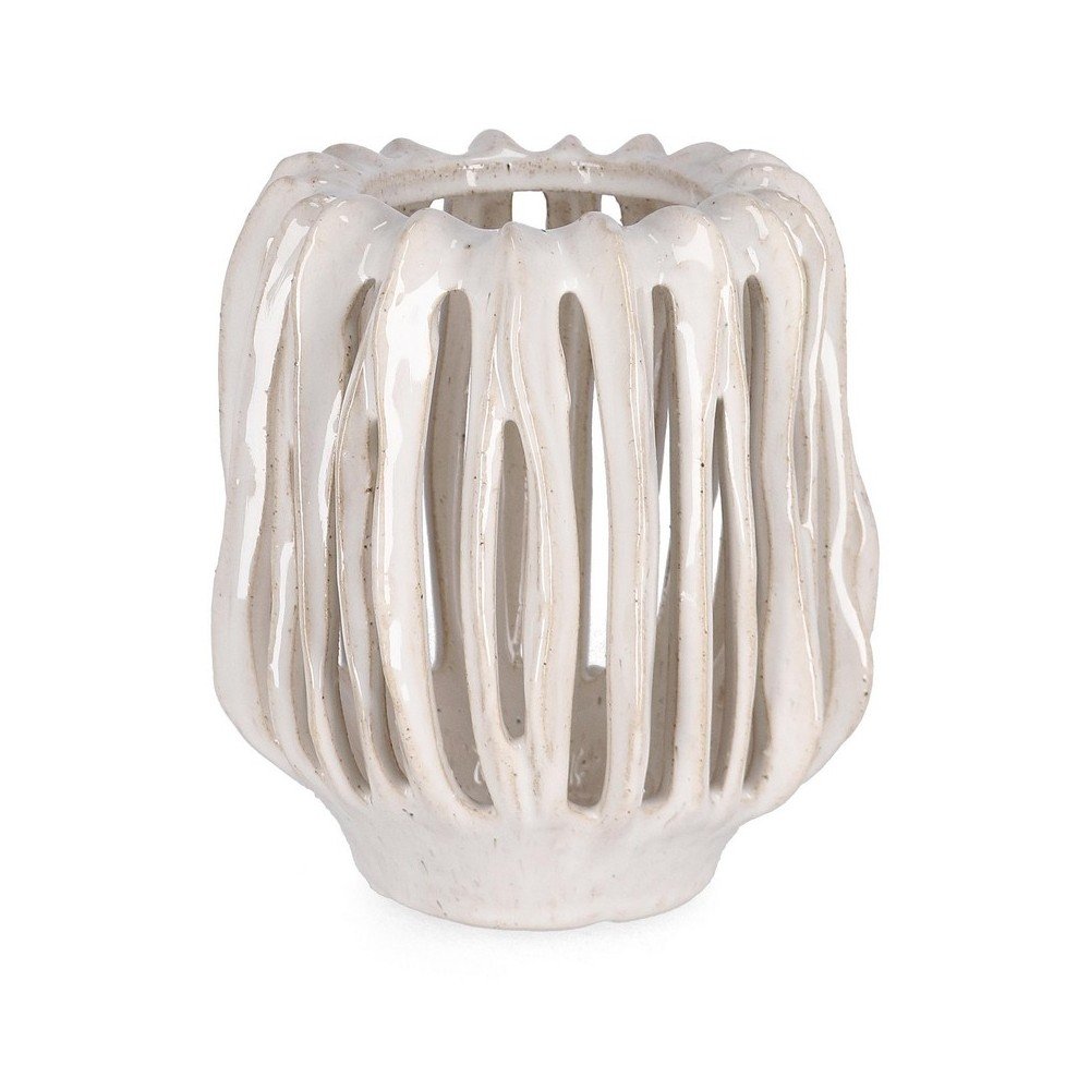 Krémszínű kerámia kézzel készített váza (magasság 17 cm) Naoko – Bizzotto