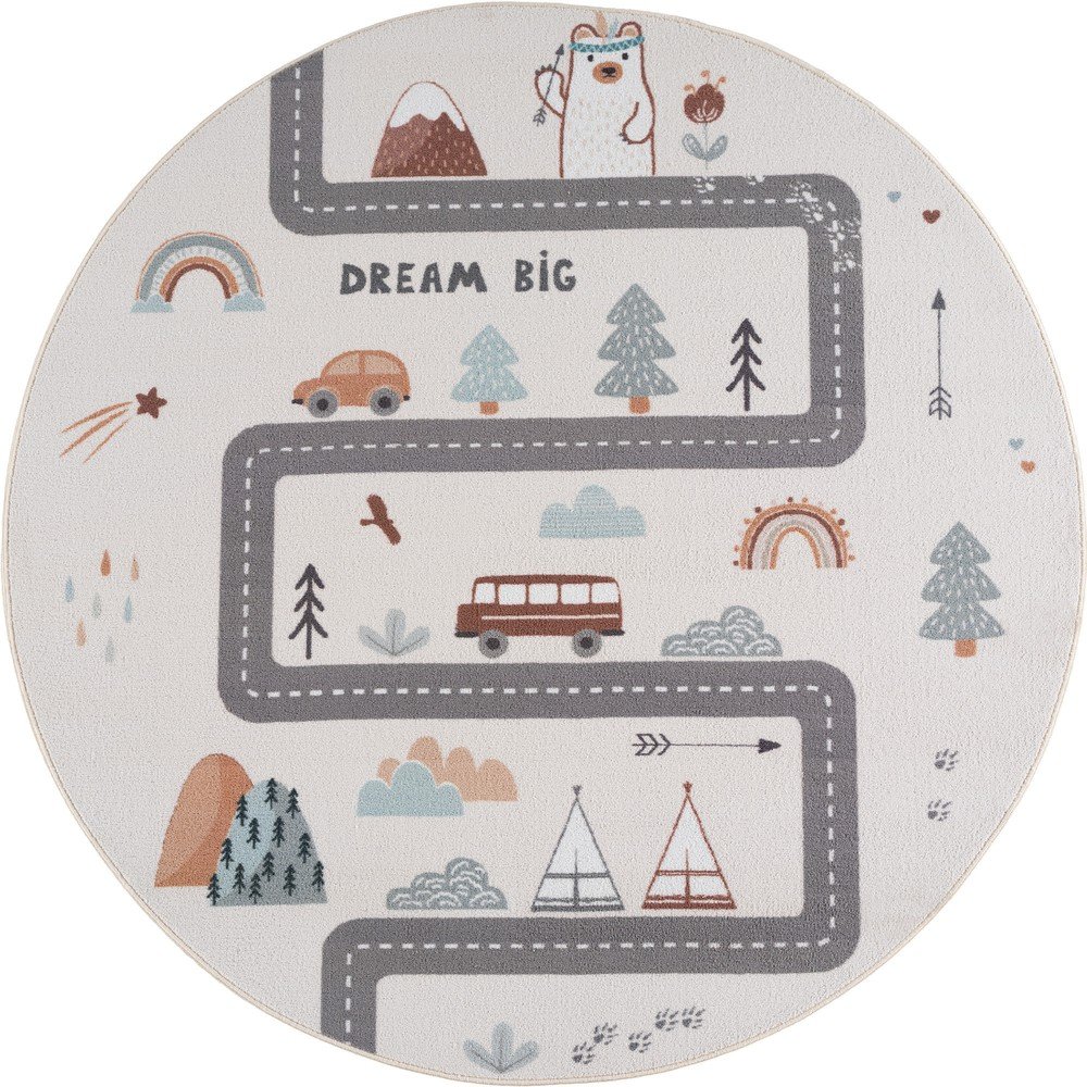 Krémszínű mosható gyerek szőnyeg ø120 cm Coco 1134 – Ayyildiz Carpets