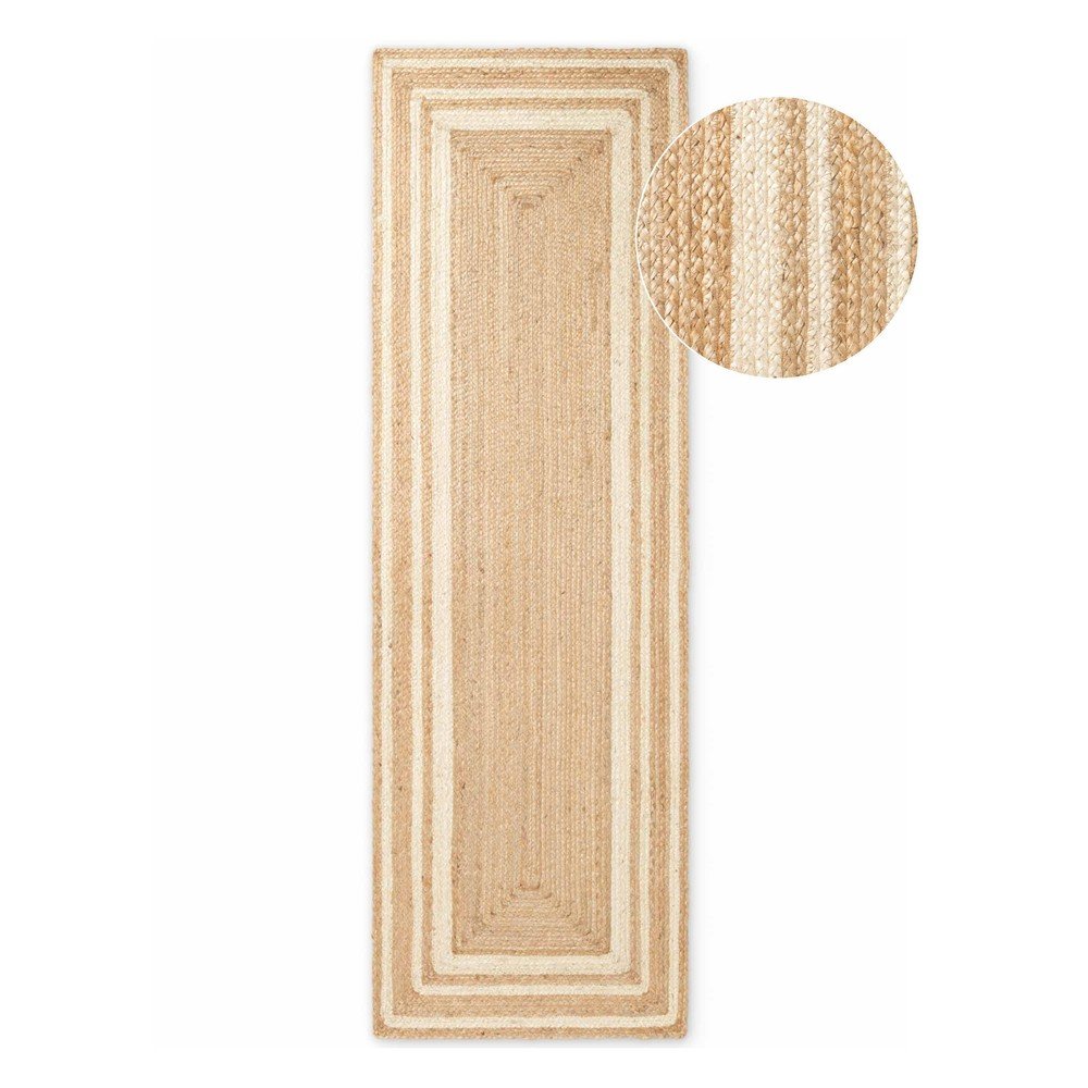 Krémszínű-natúr színű kétoldalas-kézi szövésű juta futószőnyeg 70x200 cm Jutta – Hanse Home